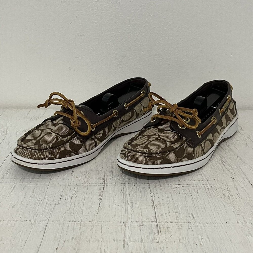 Coach Brown Monogram Boat Shoes RICHELLE Women’s Size 10B